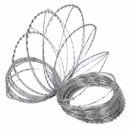 Bladed PVC coated Galvanized Concertina Flat Wrap Razor Barbed steel iron wire roll for fencing farm